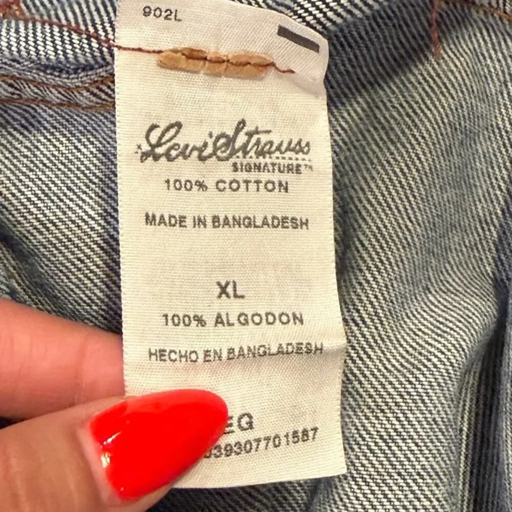 Vintage Levi Strauss Signature Men’s XL Denim Trucker Jacket Distressed 90s Y2K